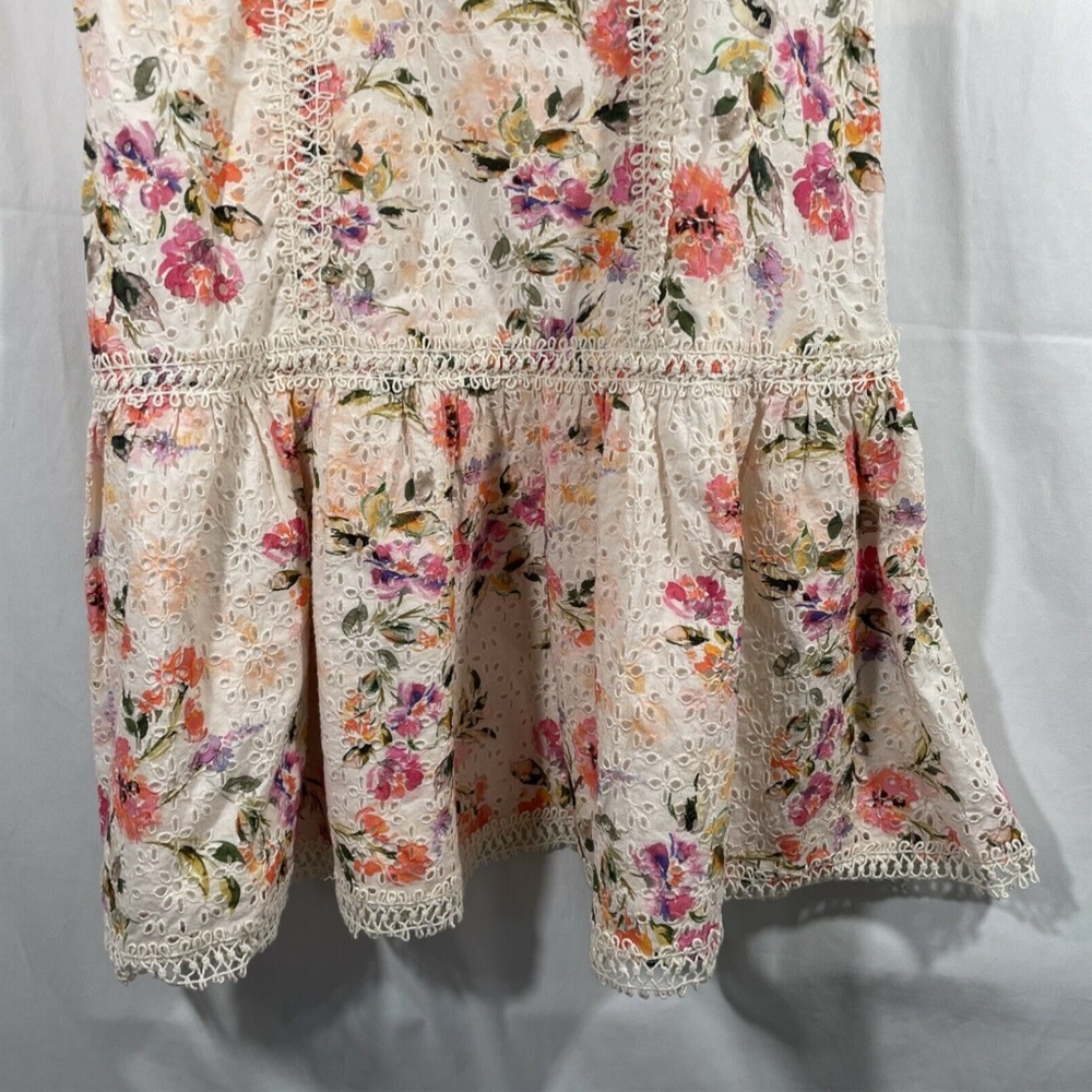NWT GUESS [SZ Medium ] Martina Aged Floral‎ Cotton Eyelet Dress in Pinks - Picture 9 of 12